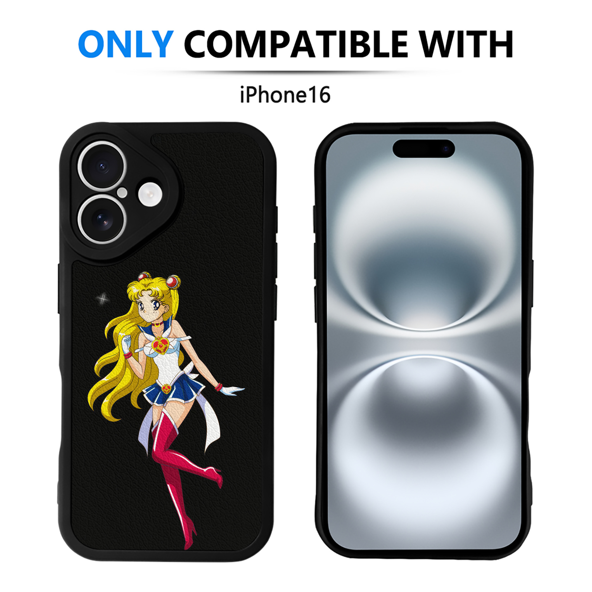 （画像用） 美少女戦士セーラームーン 月野 うさぎ つきの うさぎ Sailor Moon Tsukino Usagi 【iPhone 16シリーズ対応】シリコンスマホケース（レザー調） 材質：シリコン